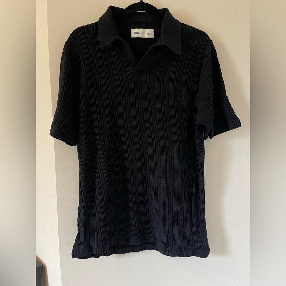 Hollister Textured Black Polo Shirt